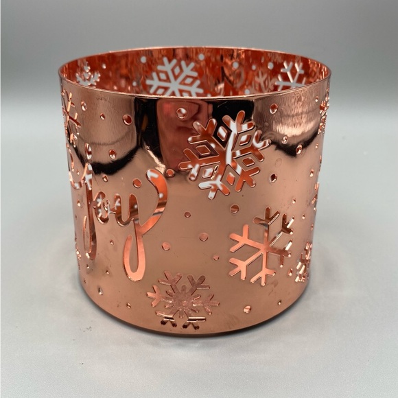 Joy And Snowflake Brilliant Copper Color Leaf THREE WICK CANDLE Holder - Picture 7 of 7